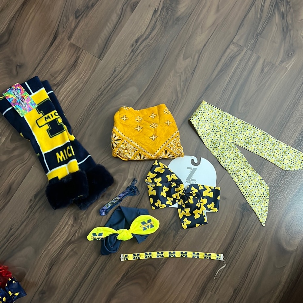 Bag of University of Michigan game day accessories